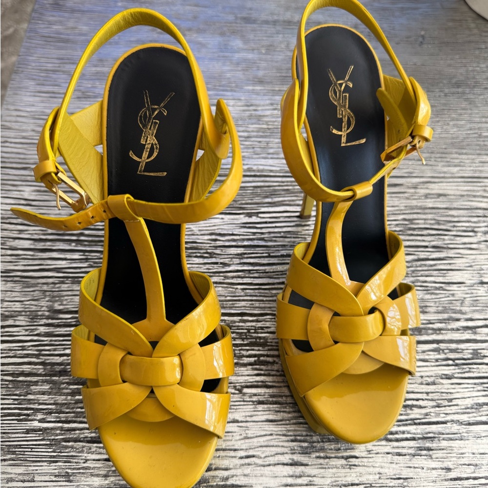 Yves Saint Laurent Mustard Yellow Heeled Sandals